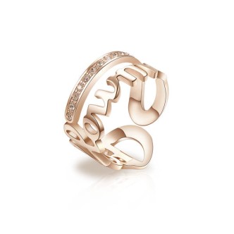 1 - Brosway woman BRP34B ring in 316L steel with Pink Gold PVD and Swarovski Script collection