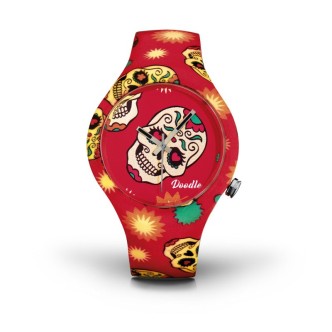 1 - Doodle steel watch only time unisex silicone strap DOCA001 Calaveras Mood