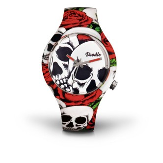 1 - Doodle steel watch only time unisex silicone strap DOSK001 Skull Mood