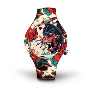 1 - Doodle steel watch only time unisex silicone strap DOTA003 Tattoo Mood