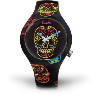 1 - Doodle steel watch only time unisex silicone strap DOCA004 Calaveras Mood