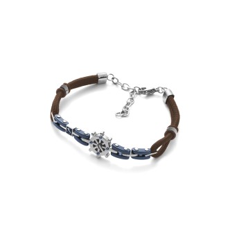 1 - Bracciale 4US Cesare Paciotti 4UBR2745 in acciaio con cordino collezione Offshore