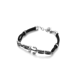 1 - Bracciale 4US Cesare Paciotti 4UBR2740 in acciaio con cordino collezione Offshore