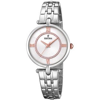 1 - Festina steel watch only time woman analogue steel bracelet F20315 / 1 Mademoiselle