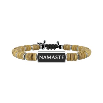 1 - Kidult 731402 bracelet in wood with "Namaste" plate Philosophy collection