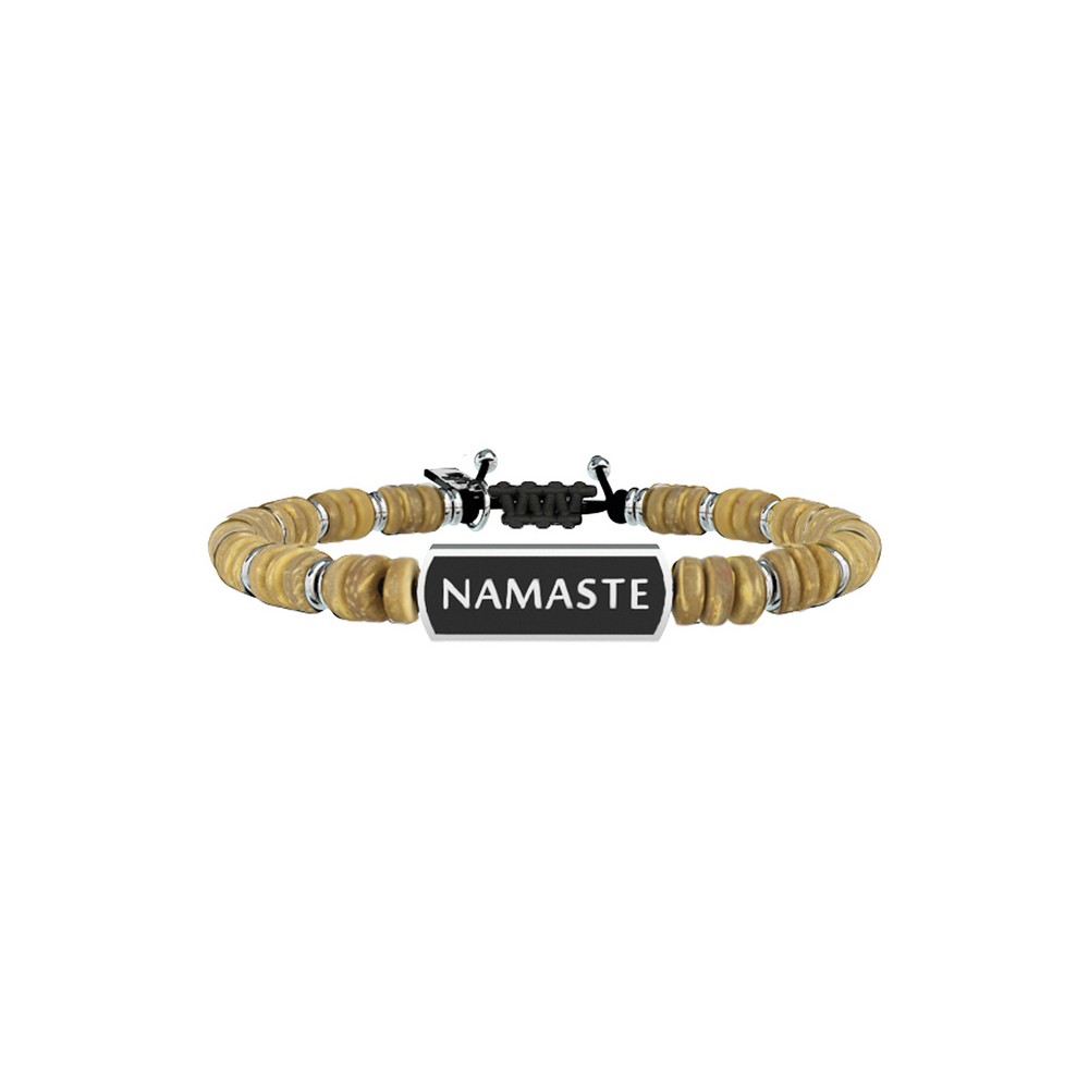 1 - Kidult 731402 bracelet in wood with "Namaste" plate Philosophy collection