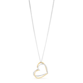 1 - Collana Brosway BFM04 cuore in acciaio PVD Oro e cristalli collezione Frame