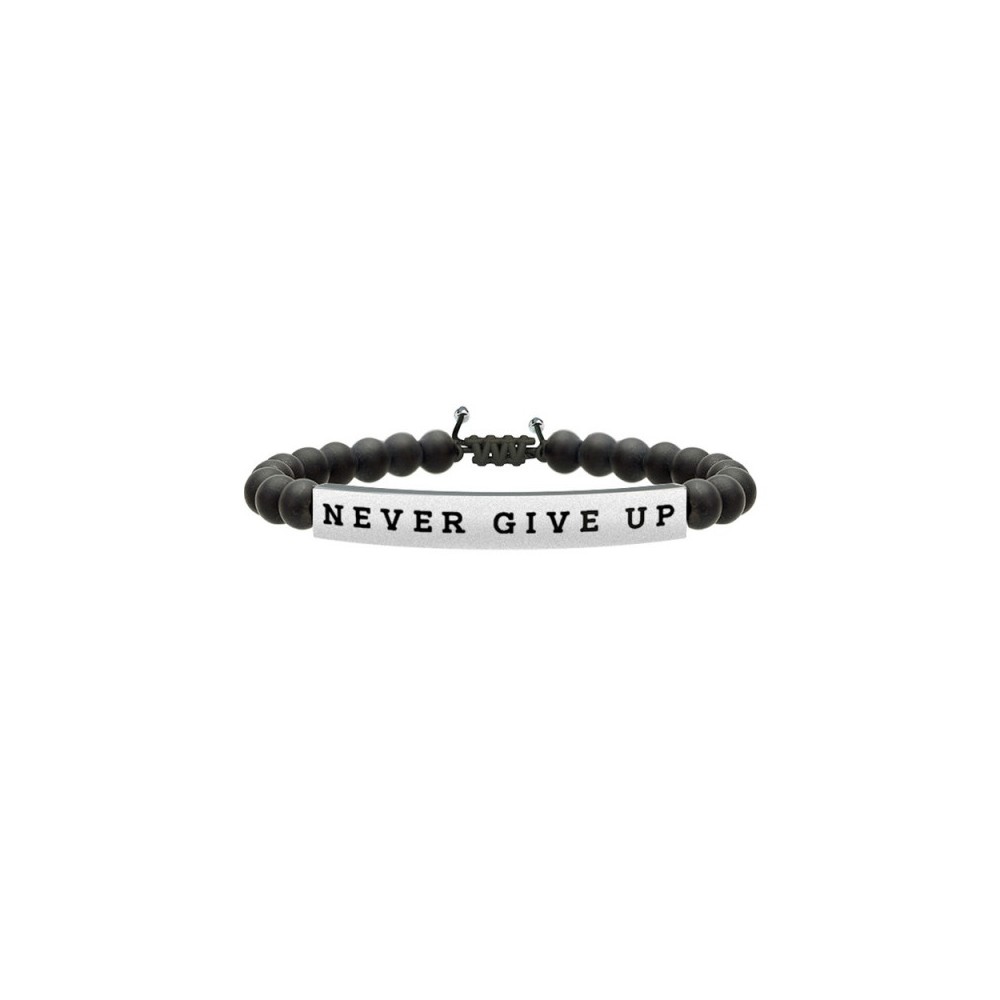 1 - Bracciale Kidult 731210 acciaio 316L "Never Give Up" con onice collezione Philosophy