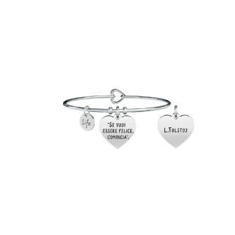 1 - Bracciale Kidult 731504 cuore in acciaio 316L con frase Tolstoj collezione Philosophy