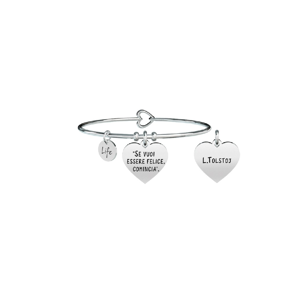 1 - Kidult 731504 heart bracelet in 316L steel with Tolstoj phrase Philosophy collection