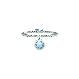 1 - Bracciale Kidult 731495 sfere in acciaio 316L V Chakra Azzurro collezione Spirituality