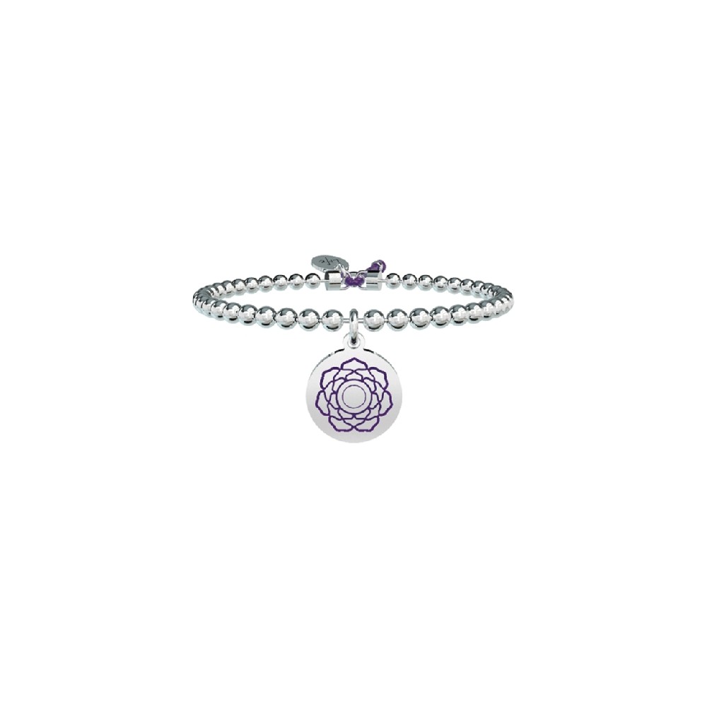 1 - Bracciale Kidult 731497 sfere in acciaio 316L VII Chakra Viola collezione Spirituality