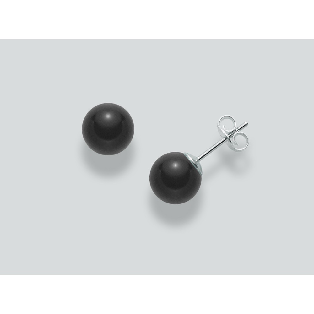 1 - Earrings Miluna PER2322 Silver 925/1000 with pearls col. black onyx mm 9