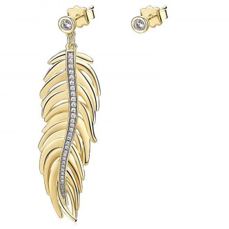 1 - Brosway BUM22 in brass earrings with light point Plume collection