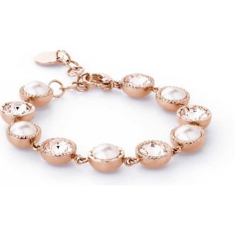 1 - Bracciale Brosway BRF12 in acciaio PVD Oro Rosa con Swarovski e perle collezione B-Tring