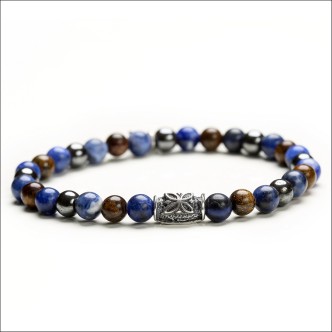 1 - Bracciale Gerba Grey and Blue uomo collezione Stone Classic