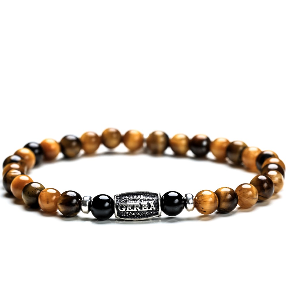 1 - Bracciale Gerba Tiger Eye 242 uomo collezione Stone Classic