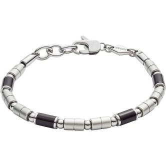 1 - Bracciale Fossil JF02924040 in acciaio inossidabile e semiprezioso di colore nero Men's Dress