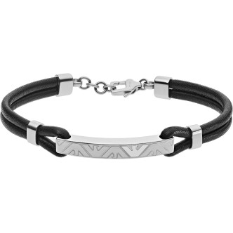 1 - Bracciale Emporio Armani EGS2602040 pelle ed acciaio