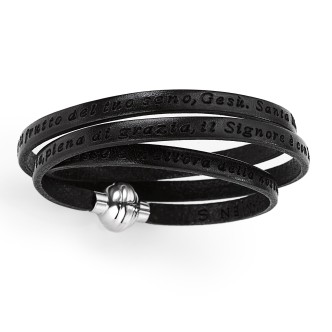 1 - Bracciale Amen Ave Maria AMIT02-60 pelle nera