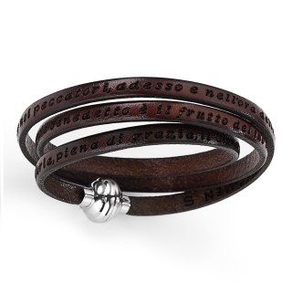 1 - Amen Ave Maria AMIT05-60 brown leather bracelet