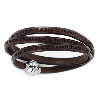 1 - Bracelet Amen Ave Maria PNIT05-57 brown leather