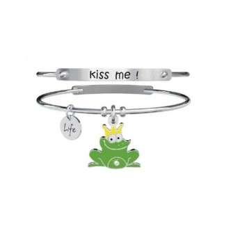 1 - Bracciale Kidult 731273 in acciaio 316L ranocchio con smalto e cristalli collezione Love