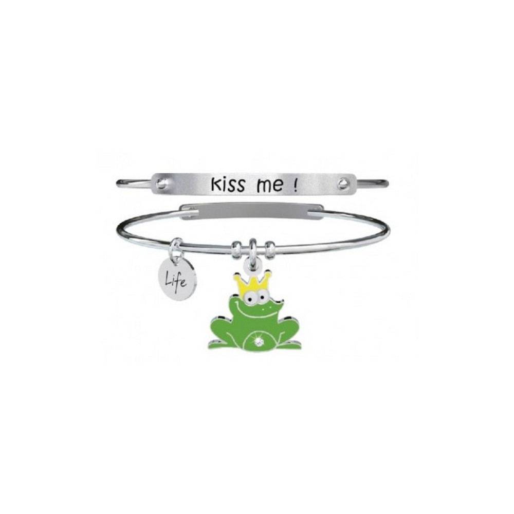 1 - Bracciale Kidult 731273 in acciaio 316L ranocchio con smalto e cristalli collezione Love