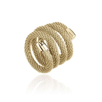 1 - Breil ring TJ2720 in polished steel with IP Gold treatment New Snake collection