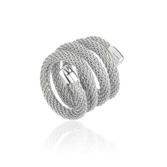 1 - Anello Breil TJ2719 in acciaio lucido con trattamento IP Silver collezione New Snake