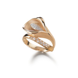 1 - Annamaria Cammilli ring GAN0233J Apricot Orange Gold with diamonds Calla collection