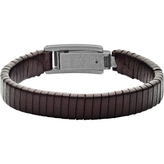 1 - Bracciale Fossil uomo JF03105793 pelle ed acciaio