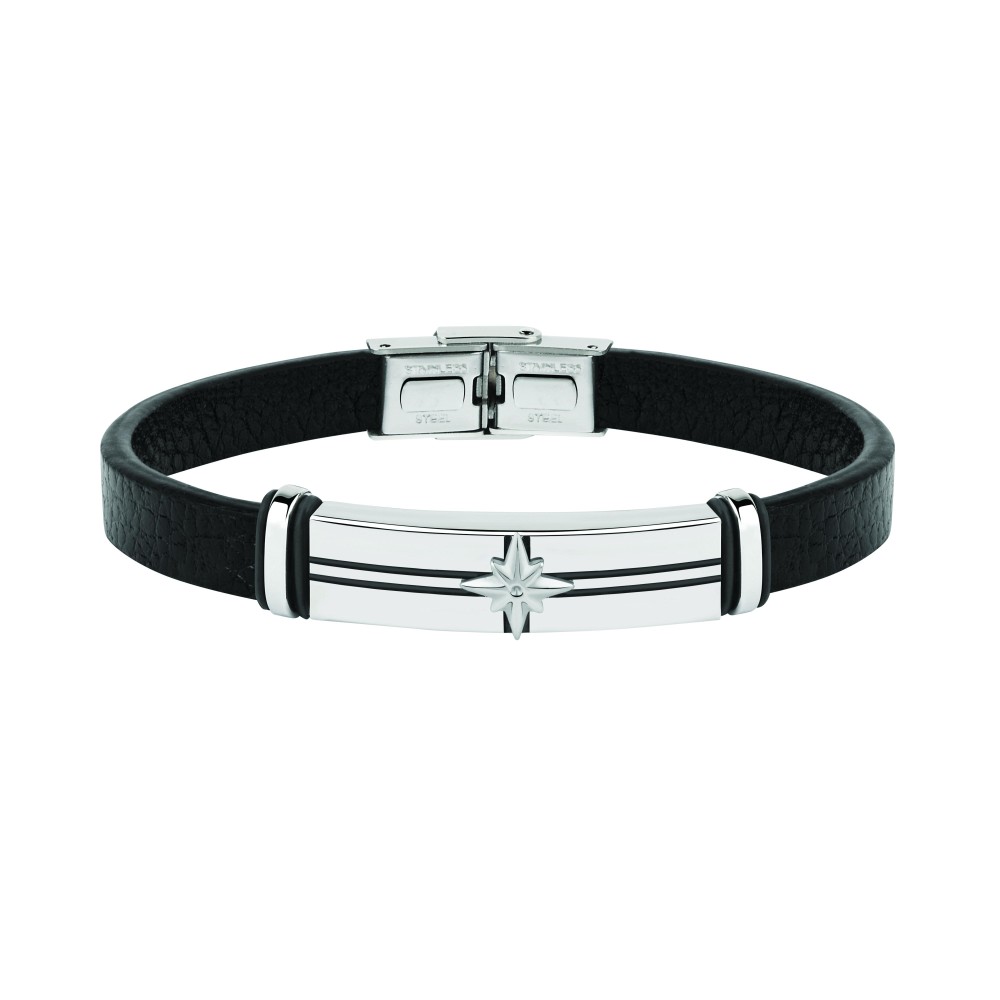 1 - Sector bracelet SADQ32 leather and steel Marine collection