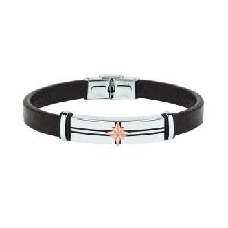 1 - Sector bracelet SADQ31 leather and steel Marine collection