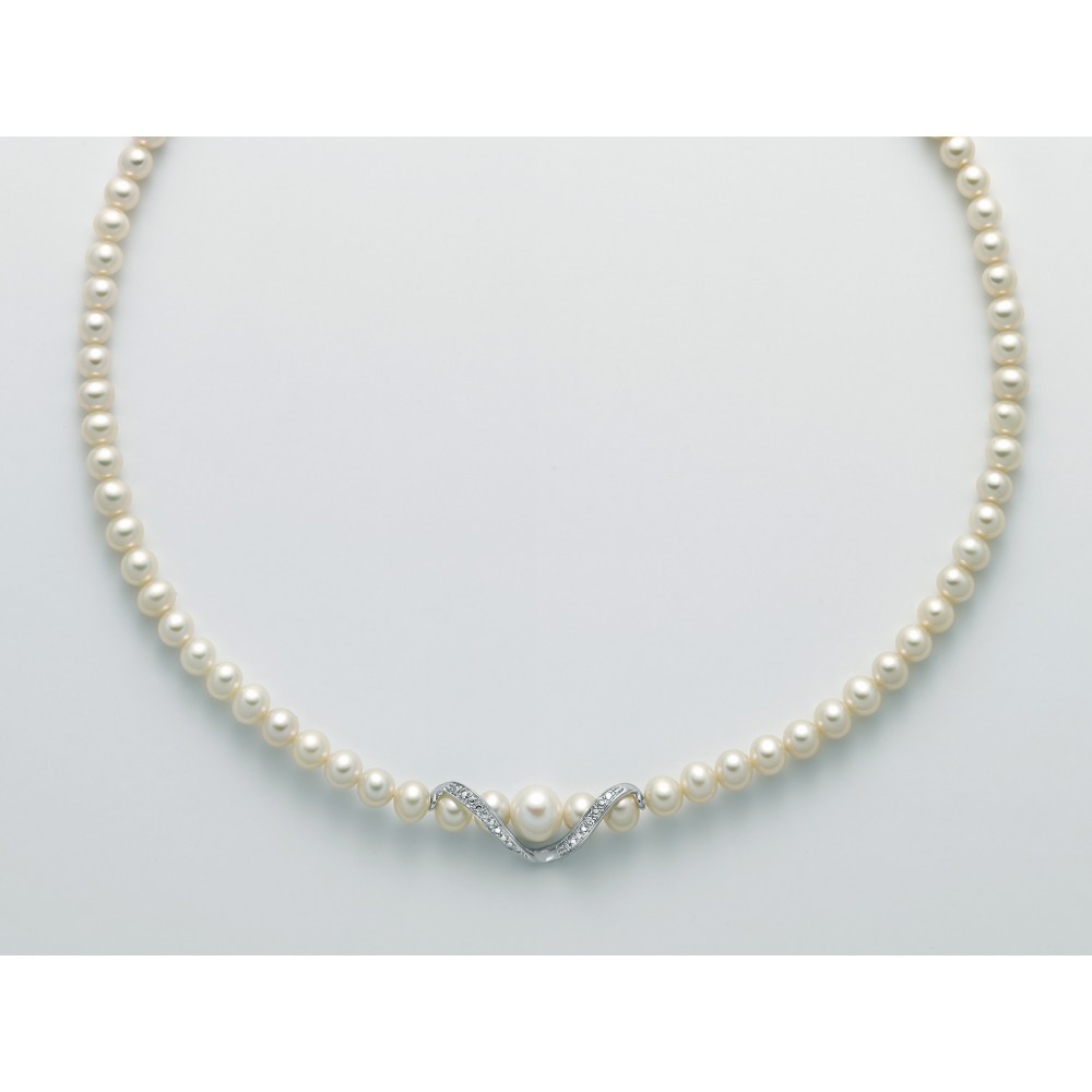 1 - Miluna necklace PCL5531 Gold 750/1000 with pearls and diamonds