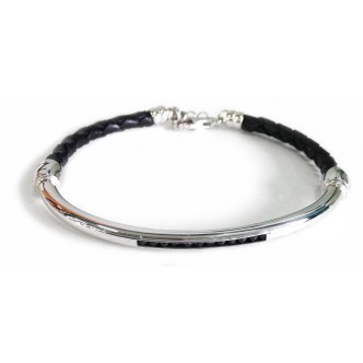 1 - Bracciale Zancan ESB036-NE pelle ed Argento 925 collezione BE1