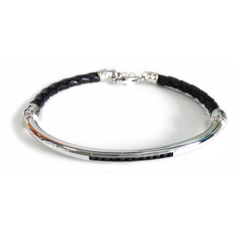 1 - Bracelet Zancan ESB036-NE leather and Silver 925 BE1 collection