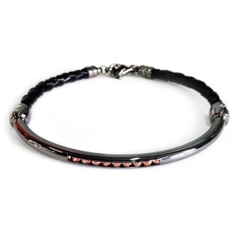 1 - Bracelet Zancan ESB037-RO leather and Silver 925 BE1 collection