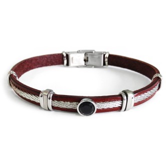 1 - Bracciale Zancan ESB034-MA pelle ed acciaio collezione BE1