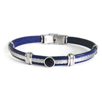 1 - Zancan ESB034-BL leather and steel bracelet collection BE1