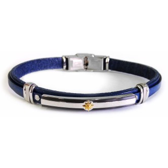 1 - Bracciale Zancan ESB032-BL pelle ed acciaio collezione BE1