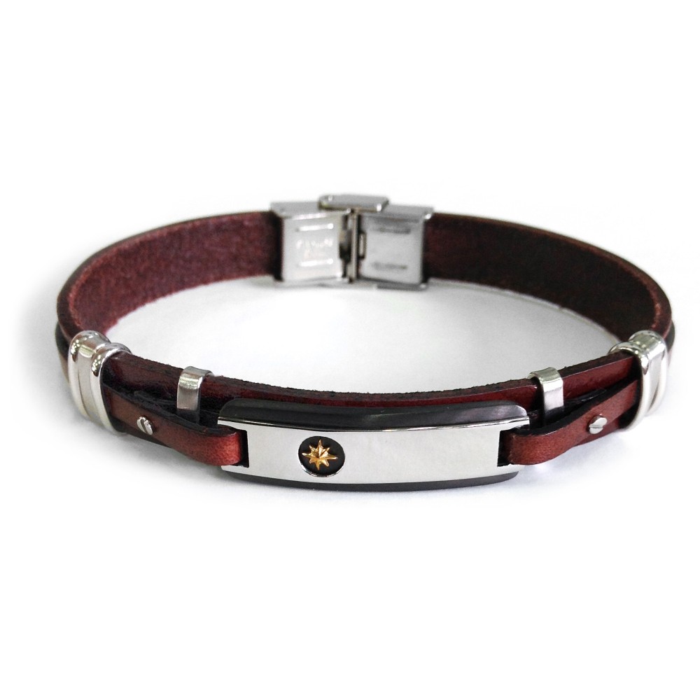 1 - Bracciale Zancan ESB033-MA pelle ed acciaio collezione BE1