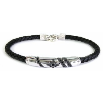 1 - Zancan bracelet ESB040-NE leather and silver BE1 collection