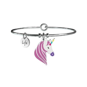 1 - Bracciale Kidult 731241 unicorno in acciaio 316L con smalto collezione Symbols