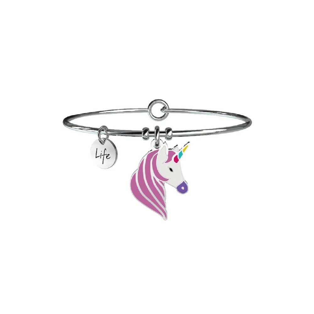 1 - Bracciale Kidult 731241 unicorno in acciaio 316L con smalto collezione Symbols