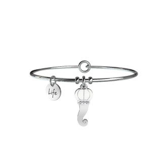 1 - Bracciale Kidult 231551 ciondolo cornetto in acciaio 316L e cristalli collezione Symbols