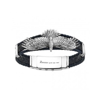 1 - Bracciale Zancan EXB954-NE in pelle di rettile con Aquila in ossido di Zolfo