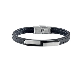 1 - Bracciale Sector SZV36 acciaio e cuoio collezione Bandy