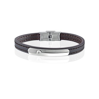 1 - Bracciale Sector SZV38 acciaio e cuoio collezione Bandy