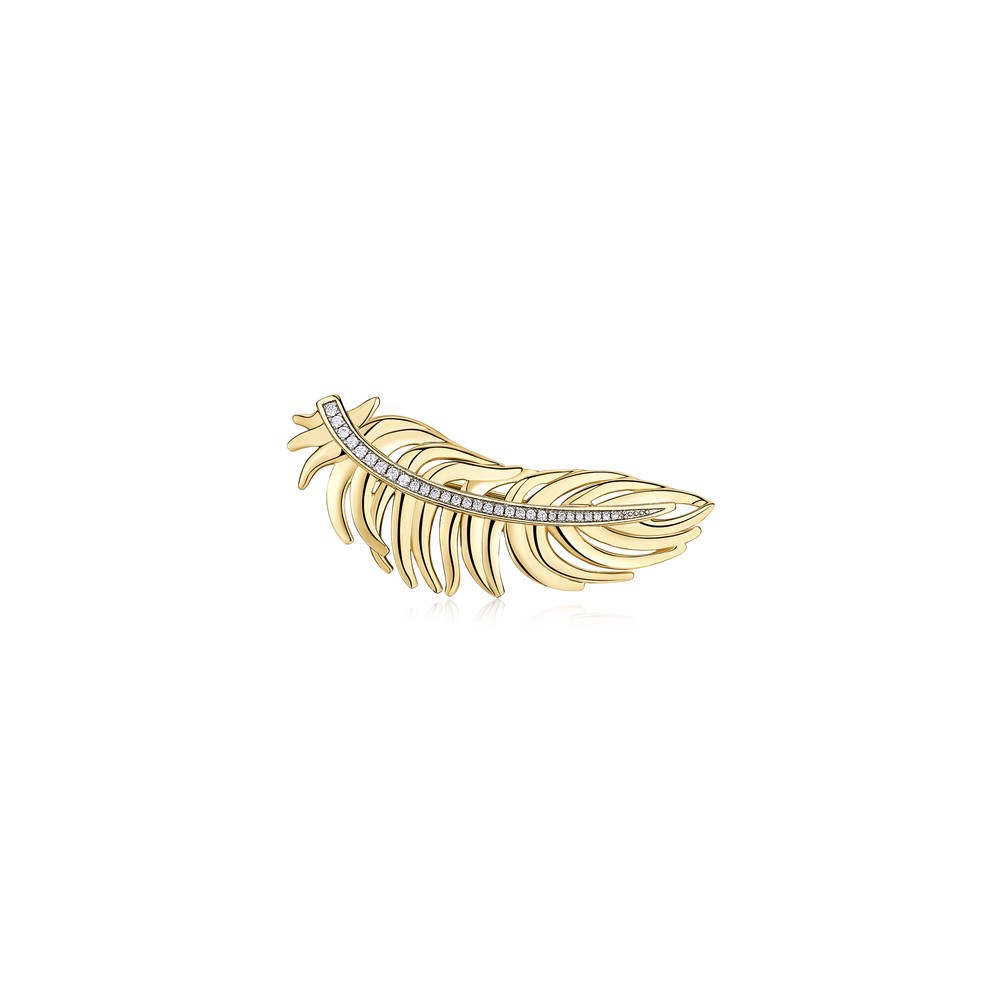 1 - Brosway BUM42 brooch in brass Plume collection